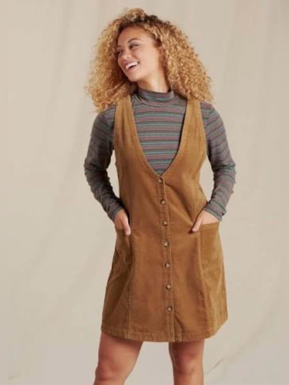 NWT | Toad & Co | Scout Cord Jumper Dress | 100% Organic | Honey Brown πΎ | L - Picture 2 of 6
